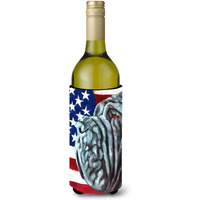 Neapolitan Mastiff USA Patriotic American Flag Wine Bottle Beverage Insulator Hugger LH9540LITERK