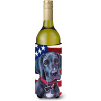 Black Great Dane Puppy USA Patriotic American Flag Wine Bottle Beverage Insulator Hugger LH9544LITERK