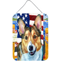 "Caroline's Treasures LH9546DS1216 Corgi USA Patriotic American Flag Wall or Door Hanging Prints, 16 x 12"", Multicolor"