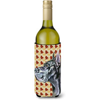 Black Great Dane Fall Leaves Wine Bottle Beverage Insulator Hugger LH9557LITERK