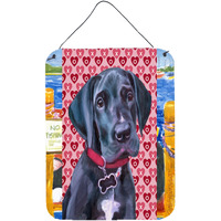 "Caroline's Treasures LH9565DS1216 Black Great Dane Puppy Hearts Love and Valentine's Day Wall or Door Hanging Prints, 16 x 12"", Multicolor"