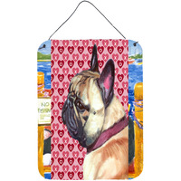 "Caroline's Treasures LH9566DS1216 French Bulldog Frenchie Hearts Love and Valentine's Day Wall or Door Hanging Prints, 16 x 12"", Multicolor"