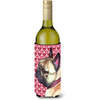 French Bulldog Frenchie Hearts Love and Valentine's Day Wine Bottle Beverage Insulator Hugger LH9566LITERK