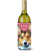Corgi Hearts Love and Valentine's Day Wine Bottle Beverage Insulator Hugger LH9567LITERK