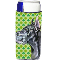 Black Great Dane St. Patrick's Day Shamrock Ultra Beverage Insulators for slim cans LH9571MUK