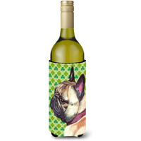 French Bulldog Frenchie St. Patrick's Day Shamrock Wine Bottle Beverage Insulator Hugger LH9573LITERK