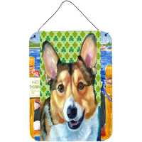 "Caroline's Treasures LH9574DS1216 Corgi St. Patrick's Day Shamrock Wall or Door Hanging Prints, 16 x 12"", Multicolor"
