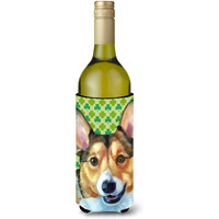 Corgi St. Patrick's Day Shamrock Wine Bottle Beverage Insulator Hugger LH9574LITERK