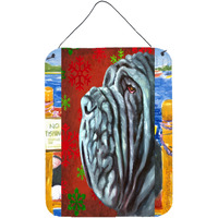 "Caroline's Treasures LH9575DS1216 Neapolitan Mastiff Red Snowflakes Holiday Christmas Wall or Door Hanging Prints, 16 x 12"", Multicolor"