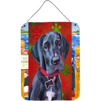 "Caroline's Treasures LH9579DS1216 Black Great Dane Puppy Red Snowflakes Holiday Christmas Wall or Door Hanging Prints, 16 x 12"", Multicolor"