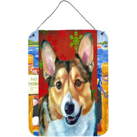 "Caroline's Treasures LH9581DS1216 Corgi Red Snowflakes Holiday Christmas Wall or Door Hanging Prints, 16 x 12"", Multicolor"