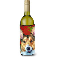 Corgi Red Snowflakes Holiday Christmas Wine Bottle Beverage Insulator Hugger LH9581LITERK