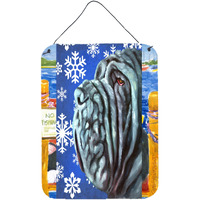 "Caroline's Treasures LH9582DS1216 Neapolitan Mastiff Winter Snowflakes Holiday Wall or Door Hanging Prints, 16 x 12"", Multicolor"