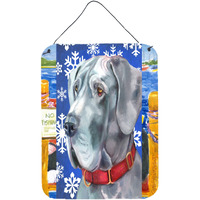 "Caroline's Treasures LH9584DS1216 Great Dane Winter Snowflakes Holiday Wall or Door Hanging Prints, 16 x 12"", Multicolor"