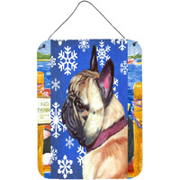 "Caroline's Treasures LH9587DS1216 French Bulldog Frenchie Winter Snowflakes Holiday Wall or Door Hanging Prints, 16 x 12"", Multicolor"