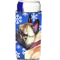 French Bulldog Frenchie Winter Snowflakes Holiday Ultra Beverage Insulators for slim cans LH9587MUK