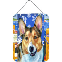 "Caroline's Treasures LH9588DS1216 Corgi Winter Snowflakes Holiday Wall or Door Hanging Prints, 16 x 12"", Multicolor"