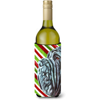 Neapolitan Mastiff Candy Cane Holiday Christmas Wine Bottle Beverage Insulator Hugger LH9589LITERK