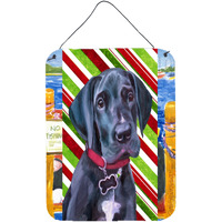 "Caroline's Treasures LH9593DS1216 Black Great Dane Puppy Candy Cane Holiday Christmas Wall or Door Hanging Prints, 16 x 12"", Multicolor"