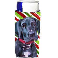 Black Great Dane Puppy Candy Cane Holiday Christmas Ultra Beverage Insulators for slim cans LH9593MUK