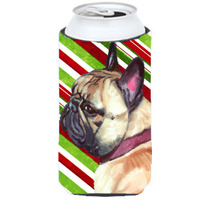 French Bulldog Frenchie Candy Cane Holiday Christmas Tall Boy Beverage Insulator Hugger LH9594TBC