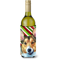 Corgi Candy Cane Holiday Christmas Wine Bottle Beverage Insulator Hugger LH9595LITERK