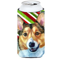 Corgi Candy Cane Holiday Christmas Tall Boy Beverage Insulator Hugger LH9595TBC