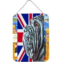 "Caroline's Treasures LH9596DS1216 Neapolitan Mastiff with English Union Jack British Flag Wall or Door Hanging Prints, 16 x 12"", Multicolor"