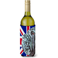 Neapolitan Mastiff with English Union Jack British Flag Wine Bottle Beverage Insulator Hugger LH9596LITERK