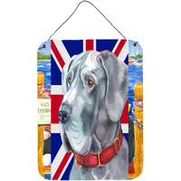 "Caroline's Treasures LH9598DS1216 Great Dane with English Union Jack British Flag Wall or Door Hanging Prints, 16 x 12"", Multicolor"