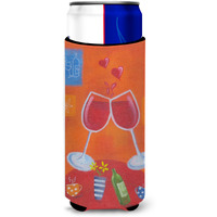 "Caroline's Treasures Wine Toast Cheers by Sarah Latham Michelob Ultra Koozies for Slim Cans, Multicolor"