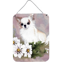 "Caroline's Treasures MH1019DS1216 Chihuahua White Flowers Wall or Door Hanging Prints, 16 x 12"", Multicolor"