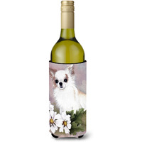Chihuahua White Flowers Wine Bottle Beverage Insulator Hugger MH1019LITERK