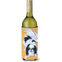 Japanese Chin Black White Play Wine Bottle Beverage Insulator Hugger MH1034LITERK