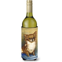 Chihuahua Long Hair Brown Wine Bottle Beverage Insulator Hugger MH1036LITERK