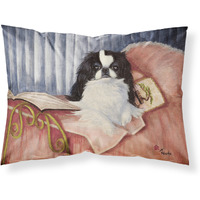 "Caroline's Treasures MH1058PILLOWCASE Japanese Chin Reading In Bed Fabric Standard Pillowcase, Large, Multicolor"