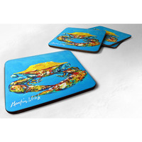 "Caroline's Treasures MW1003FC Crab Baby Blue Foam Coasters (Set of 4), 3.5"" H x 3.5"" W, Multicolor"