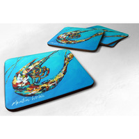"Caroline's Treasures MW1005FC Shrimp Baby Shrimp Foam Coasters (Set of 4), 3.5"" H x 3.5"" W, Multicolor"