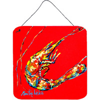 "Caroline's Treasures Shrimp Backwards Then Forwards Aluminum Metal Wall or Door Hanging Prints, 6 x 6"", Multicolor"