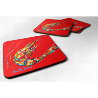 "Caroline's Treasures MW1006FC Shrimp Backwards Then Forwards Foam Coasters (Set of 4), 3.5"" H x 3.5"" W, Multicolor"