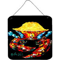 "Caroline's Treasures Crab Black Gold Aluminum Metal Wall or Door Hanging Prints, 6 x 6"", Multicolor"