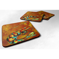 "Caroline's Treasures MW1012FC Shrimp Carmel Corn Foam Coasters (Set of 4), 3.5"" H x 3.5"" W, Multicolor"