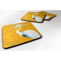 "Caroline's Treasures MW1016FC Bird-Blue Heron Col Mustard Foam Coasters (Set of 4), 3.5"" H x 3.5"" W, Multicolor"