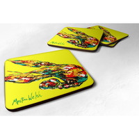 "Caroline's Treasures MW1017FC Crawfish Craw Time Foam Coasters (Set of 4), 3.5"" H x 3.5"" W, Multicolor"