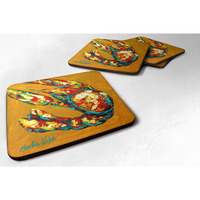 "Caroline's Treasures MW1018FC Crawfish Crawfish & Hot Foam Coasters (Set of 4), 3.5"" H x 3.5"" W, Multicolor"