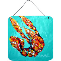 "Caroline's Treasures Crawfish Electric Claw Aqua Green Aluminum Metal Wall or Door Hanging Prints, 6 x 6"", Multicolor"