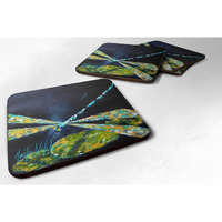 "Caroline's Treasures MW1028FC Insect-Dragonfly Night Flight Dark Blue Foam Coasters (Set of 4), 3.5"" H x 3.5"" W, Multicolor"