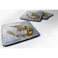 "Caroline's Treasures MW1033FC Shrimp Iced Shrimp Foam Coasters (Set of 4), 3.5"" H x 3.5"" W, Multicolor"