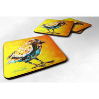 "Caroline's Treasures MW1041FC Bird Look at The Birdie Foam Coasters (Set of 4), 3.5"" H x 3.5"" W, Multicolor"