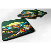 "Caroline's Treasures MW1042FC Crab Mean Green Foam Coasters (Set of 4), 3.5"" H x 3.5"" W, Multicolor"